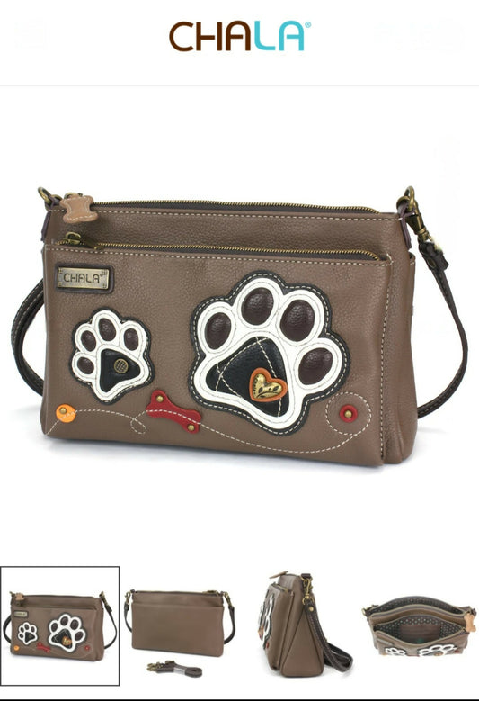Anytime Crystals Chala Handbags Deluxe Crossbody - Pawprint