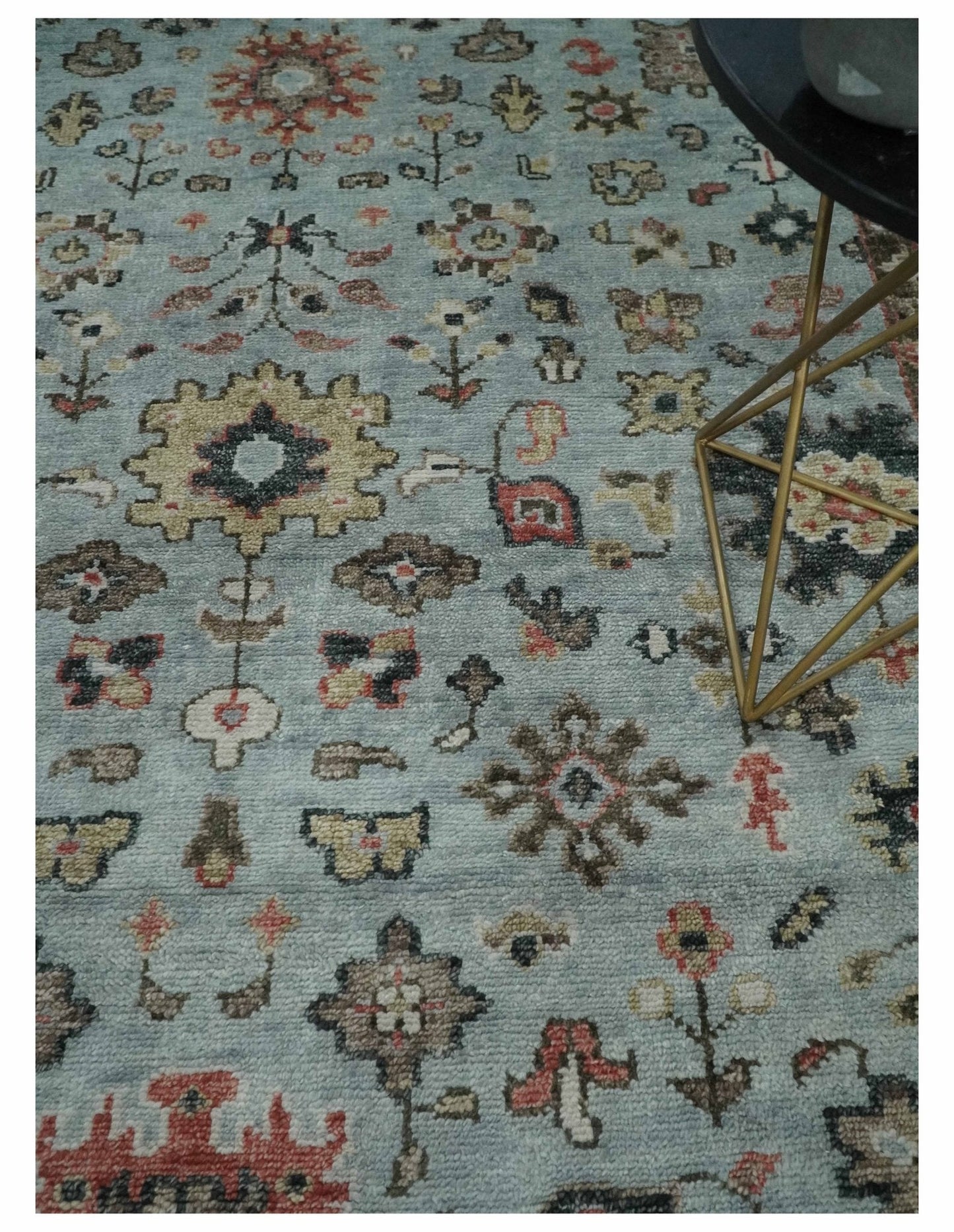 Made to Order Wool Traditional Silver and Olive  Hand knotted Oushak Area Rug