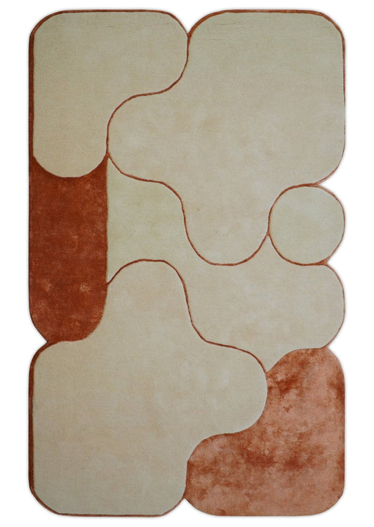 Maze Custom Made Modern Design Beige Hand Tufted Wool Rug