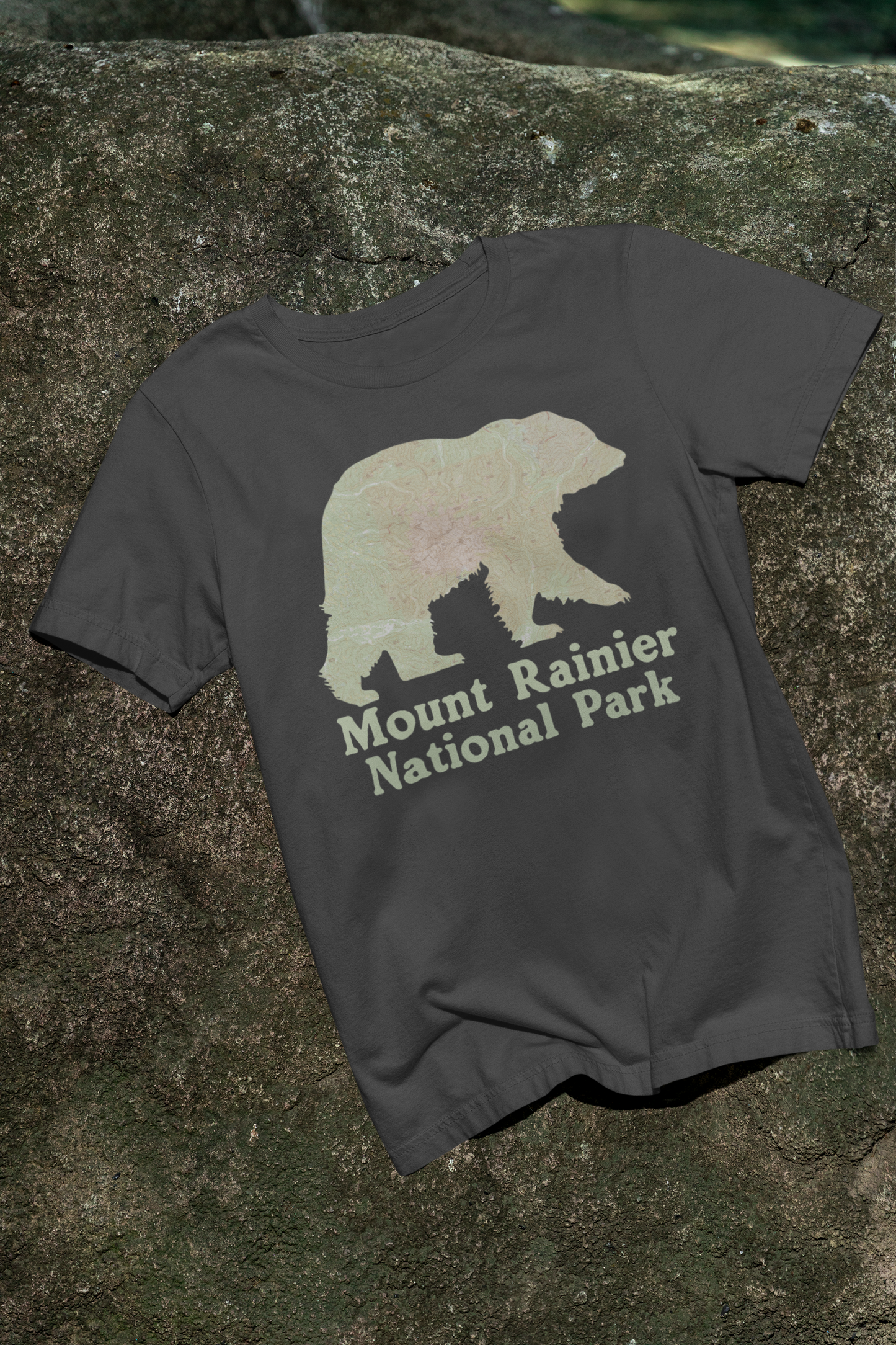 Mount Rainier National Park Topographic Map Bear Unisex Fit Soft T-Shirt