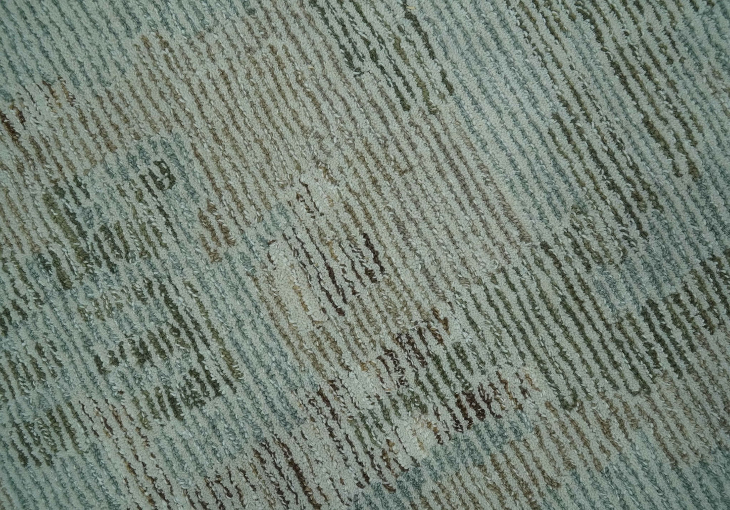 Modern Abstract Teal, Olive and Ivory Hand Tufted Multi Size wool area rug