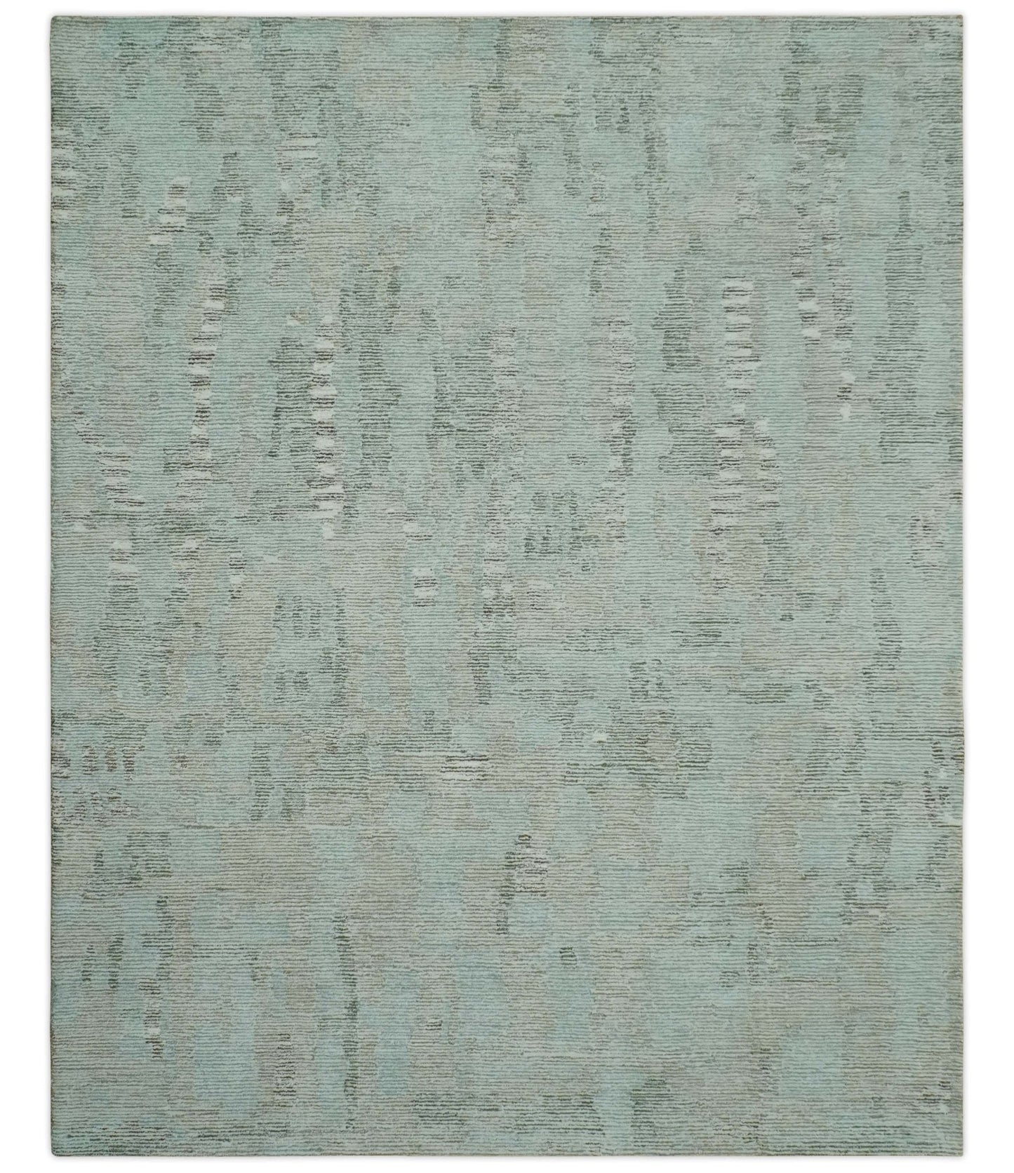 Modern Abstract Teal, Olive and Ivory Hand Tufted Multi Size wool area rug