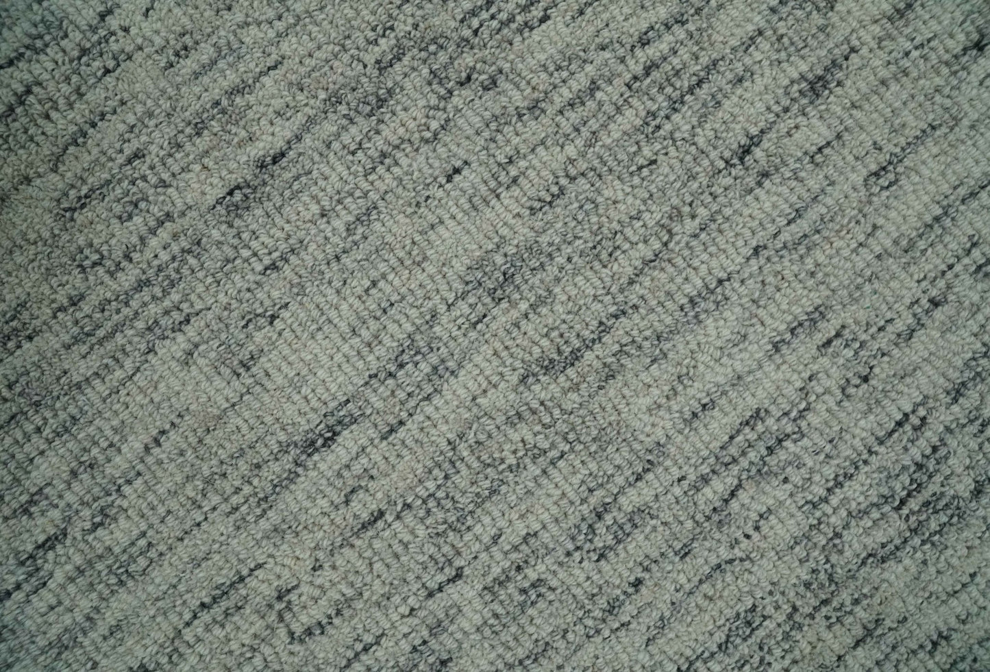 Modern Beige and Charcoal Solid Shaded Hand Tufted Natural Wool Area Rug
