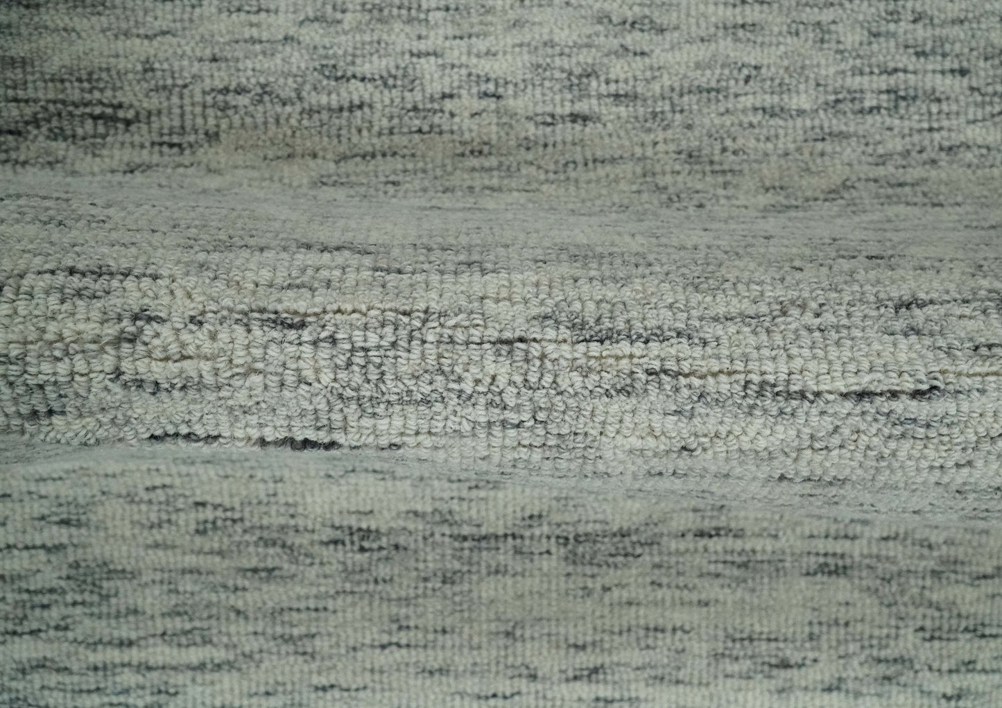 Modern Beige and Charcoal Solid Shaded Hand Tufted Natural Wool Area Rug