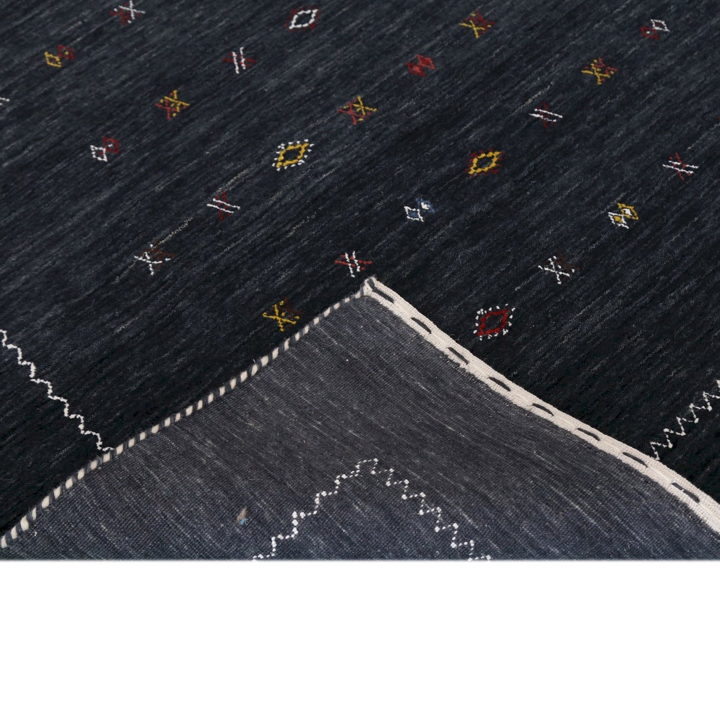 Modern Charcoal And White Hand Loomed Wool Area Rug