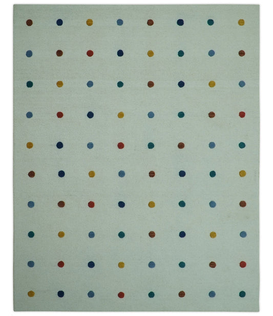 Modern Colorful Polka Dot Ivory Hand Tufted Custom Made wool area rug