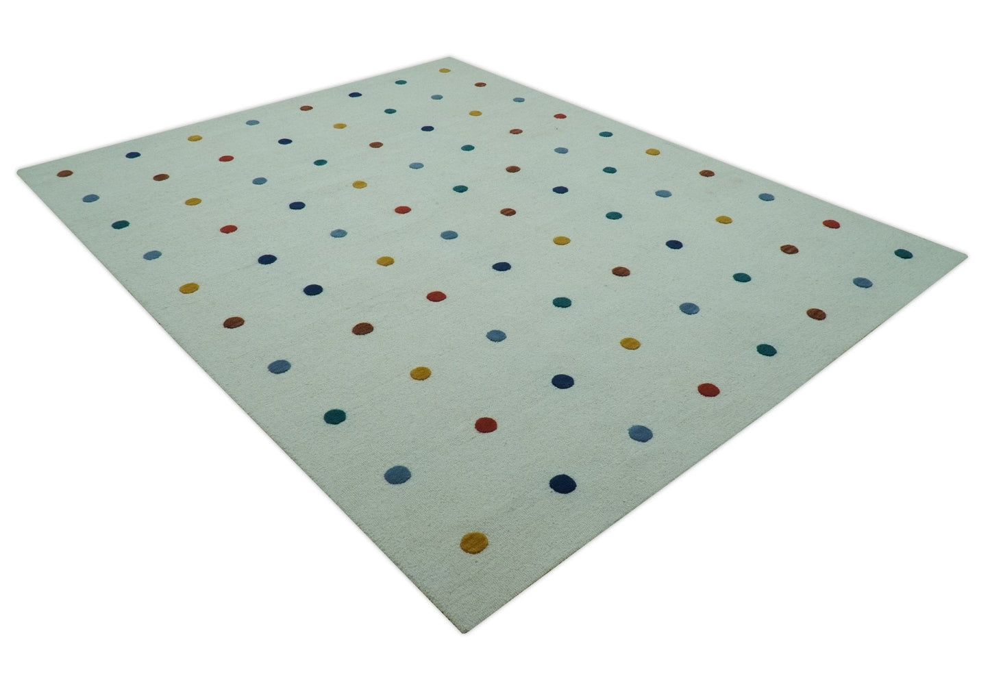 Modern Colorful Polka Dot Ivory Hand Tufted Custom Made wool area rug