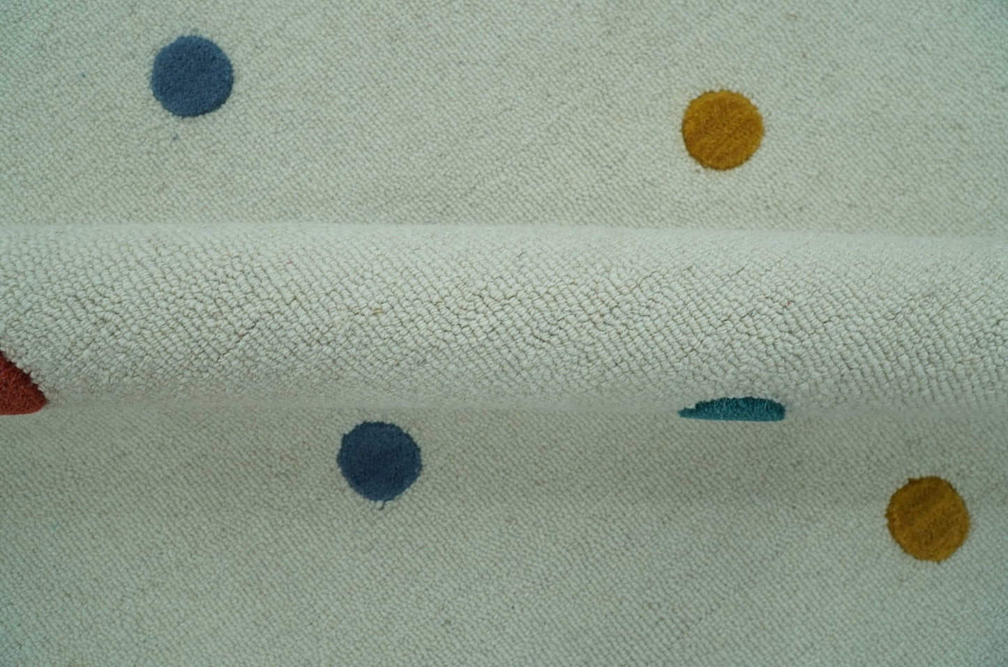 Modern Colorful Polka Dot Ivory Hand Tufted Custom Made wool area rug