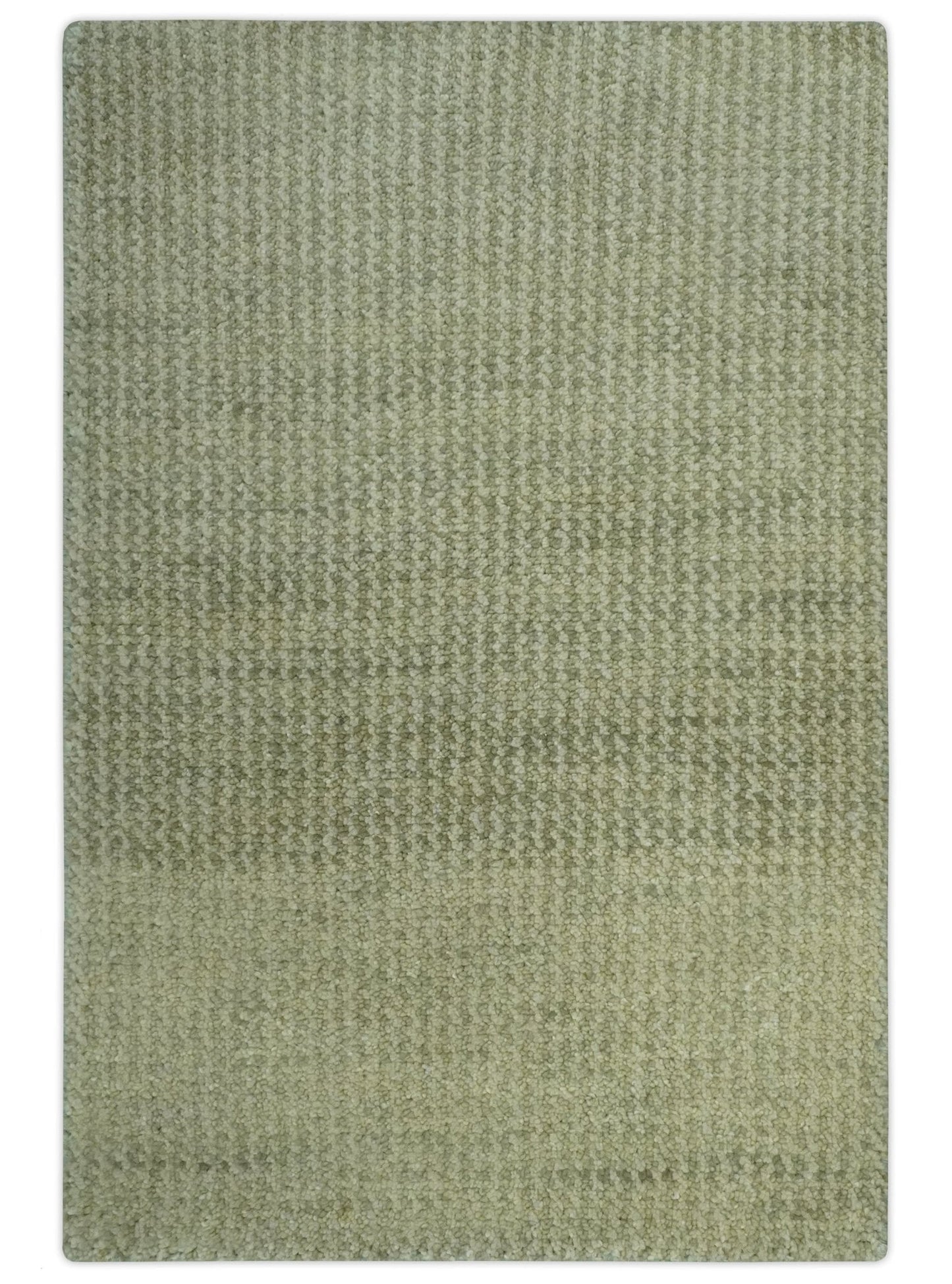 Modern Contemporary Olive, Beige and Ivory Stripes Design Custom Made wool area Rug