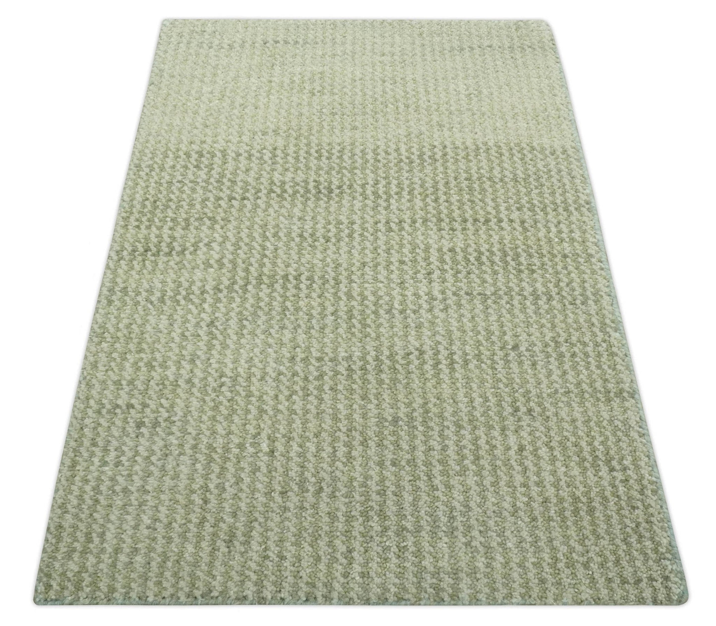 Modern Contemporary Olive, Beige and Ivory Stripes Design Custom Made wool area Rug