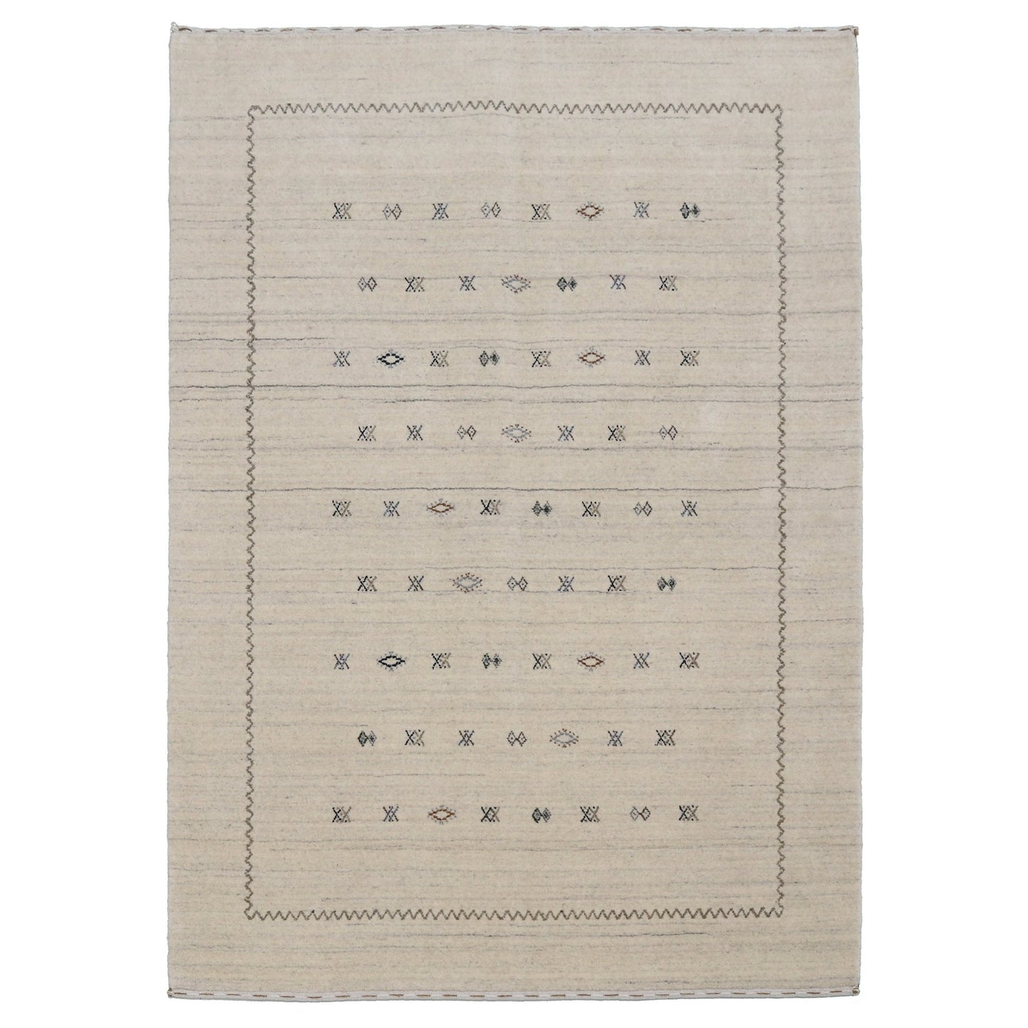 Modern Design Beige Hand Loomed Wool Area Rug
