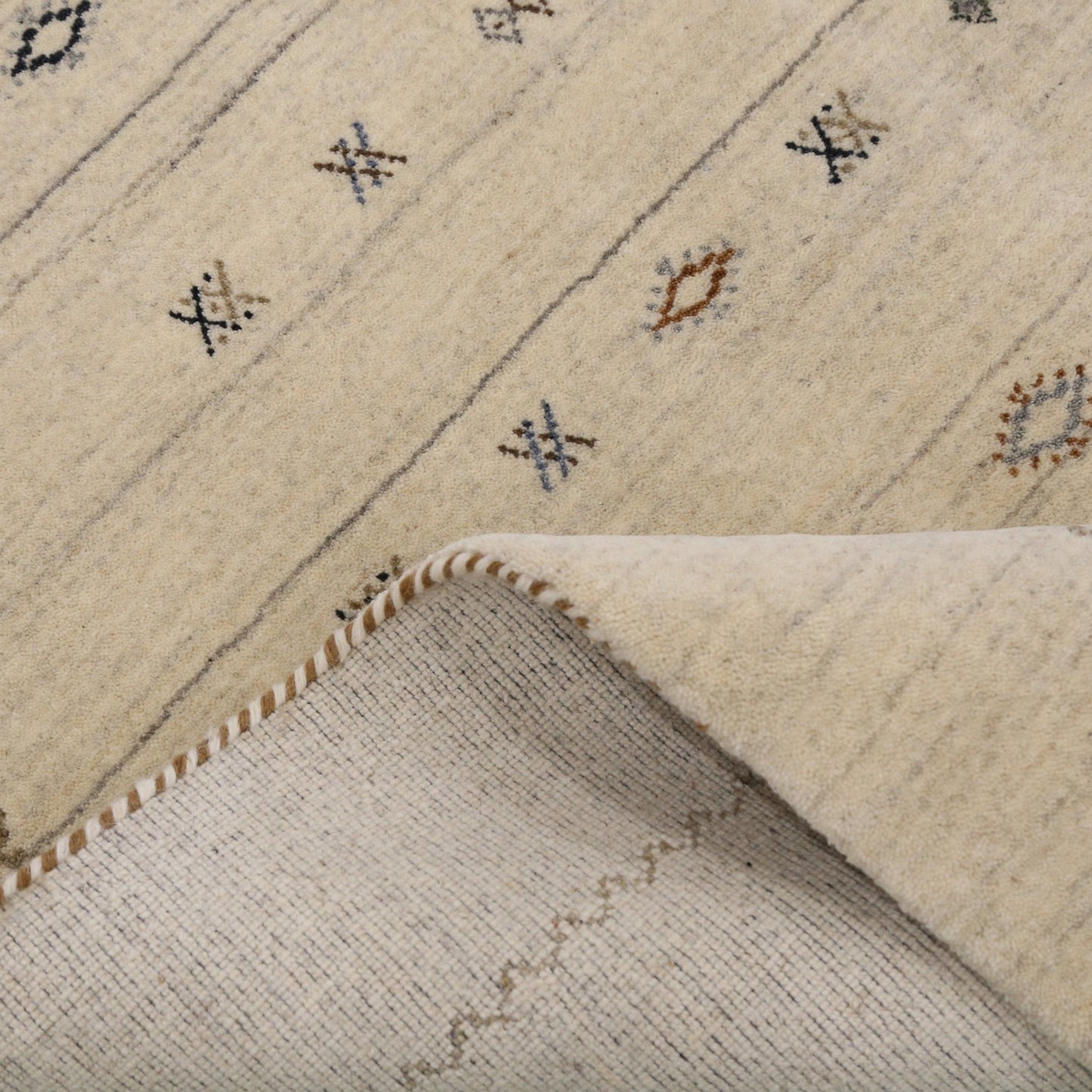 Modern Design Beige Hand Loomed Wool Area Rug