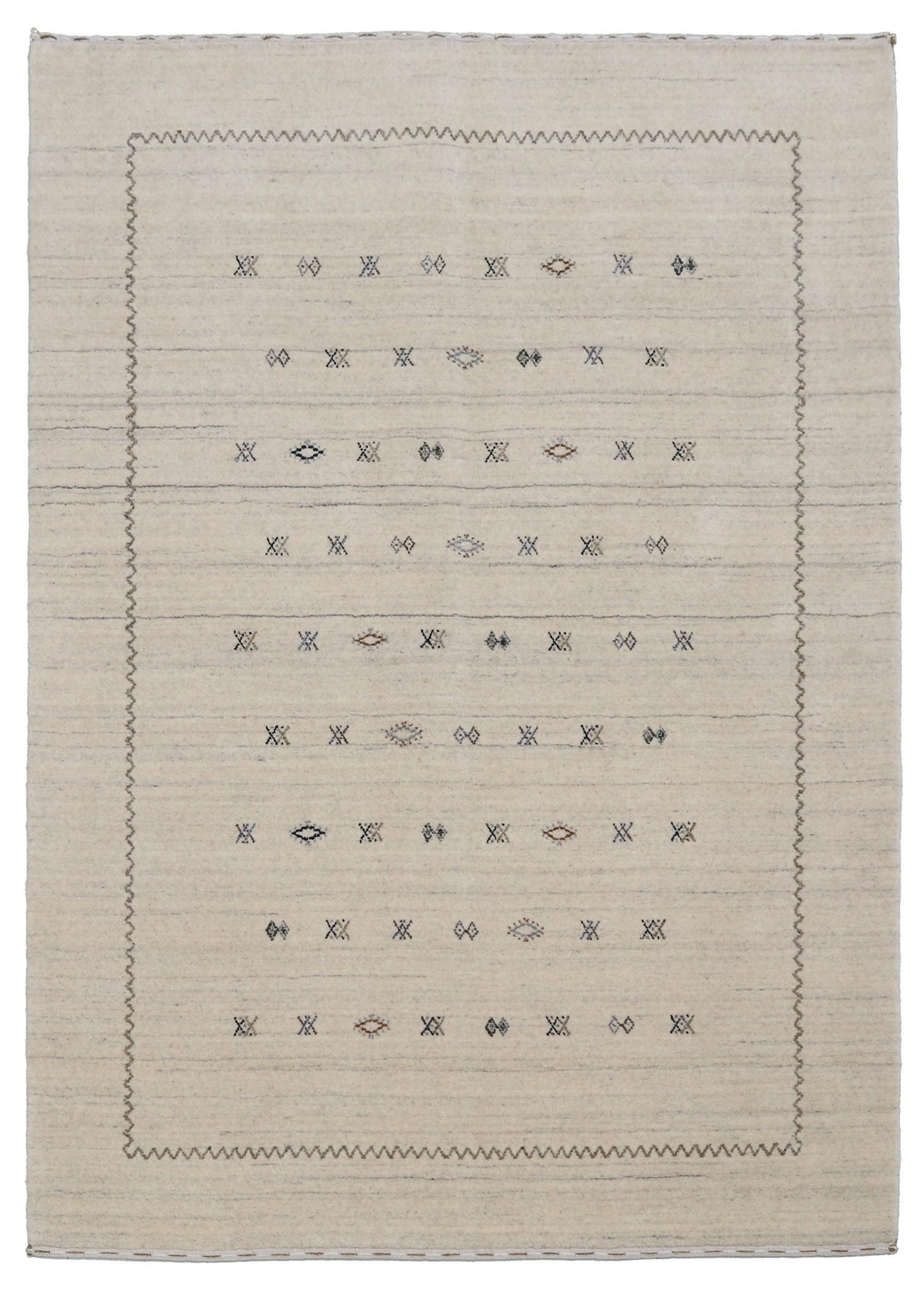 Modern Design Beige Hand Loomed Wool Area Rug