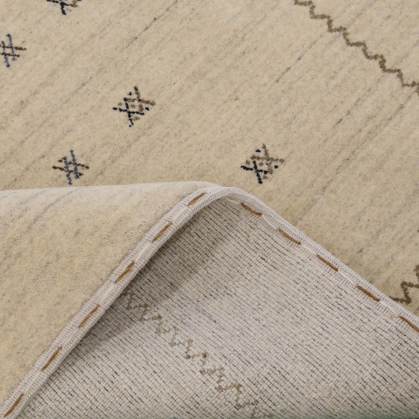 Modern Design Beige Hand Loomed Wool Area Rug
