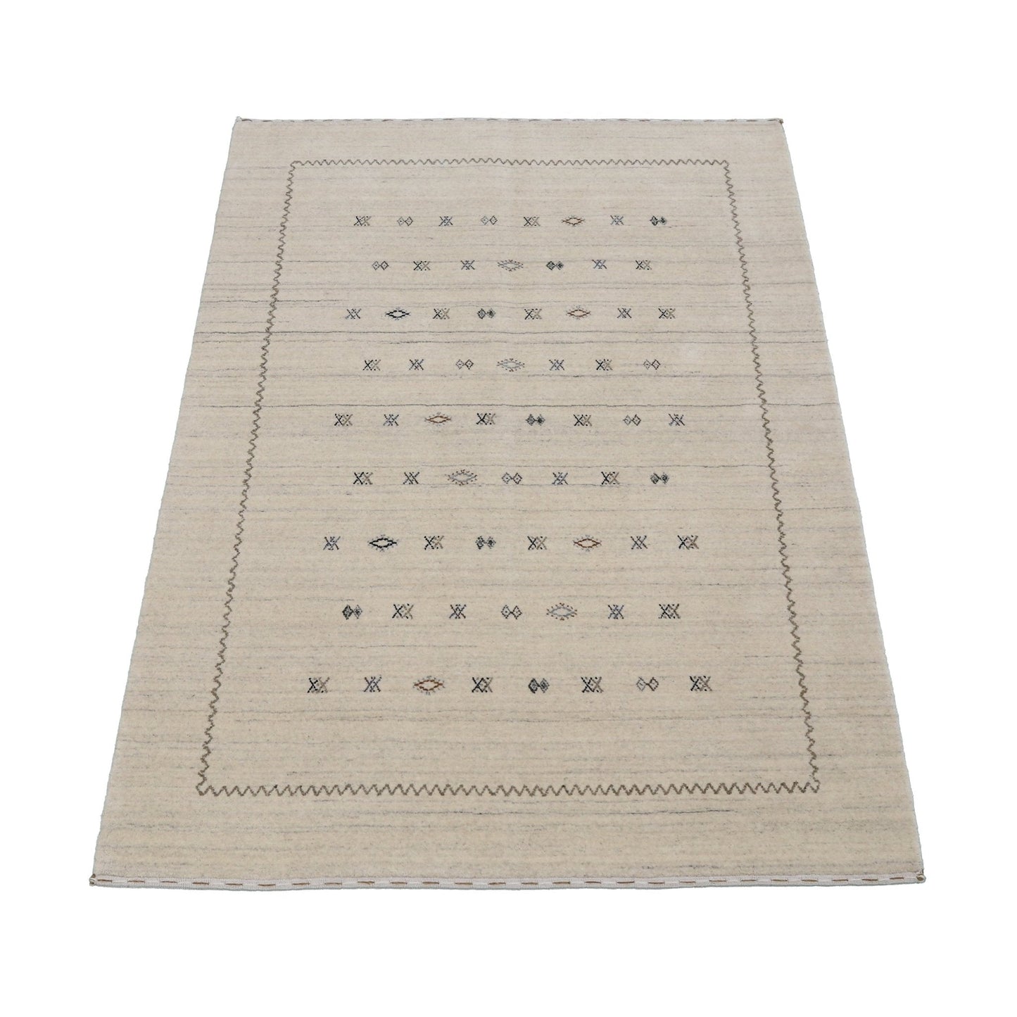 Modern Design Beige Hand Loomed Wool Area Rug