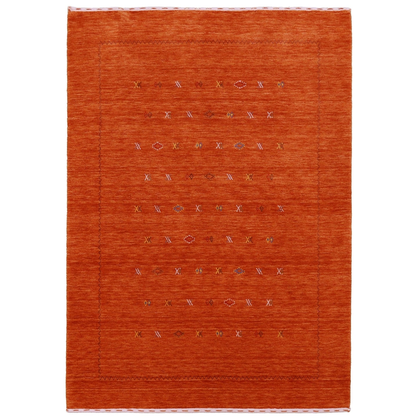 Modern Design Orange Hand Loomed Wool Area Rug