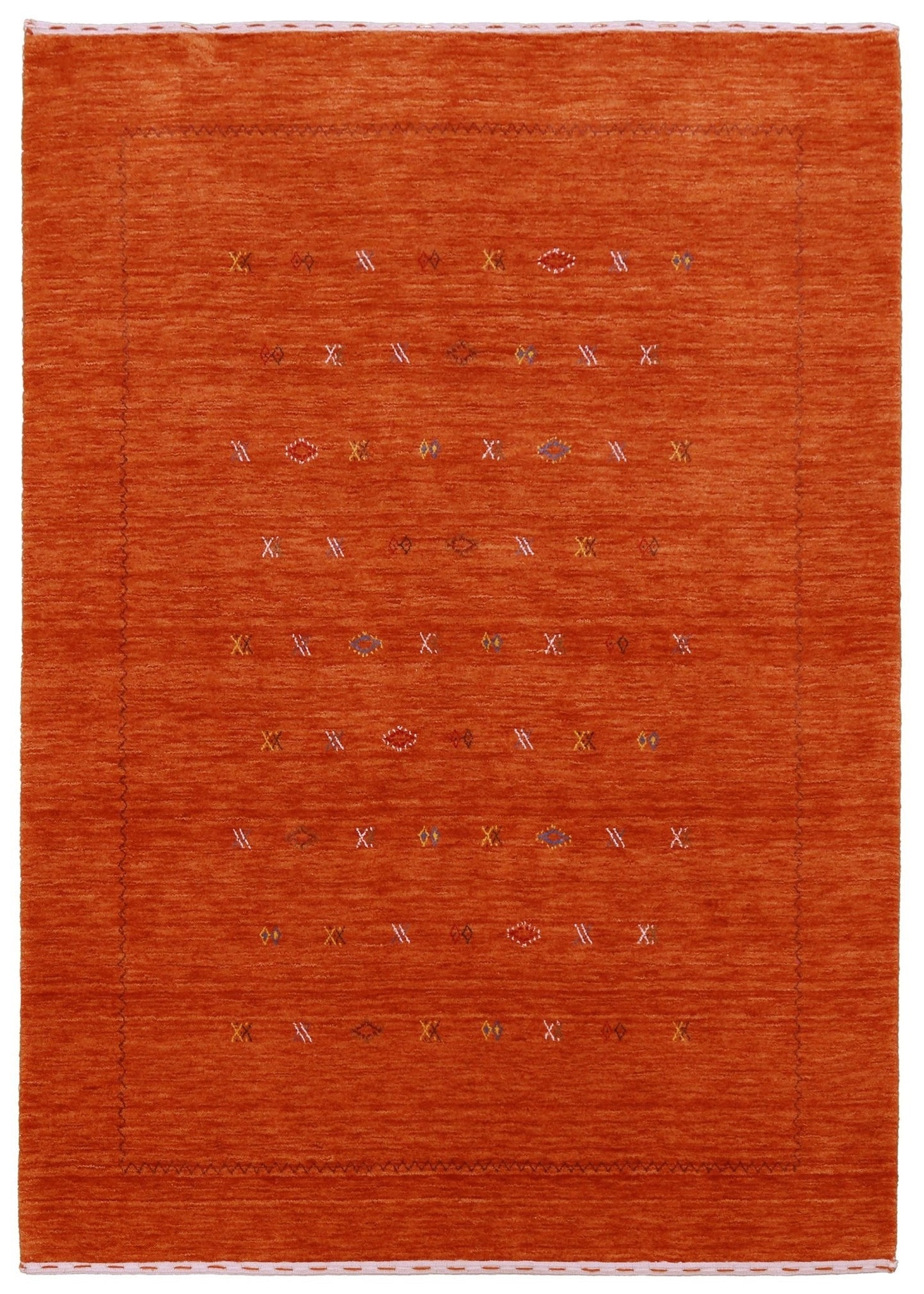 Modern Design Orange Hand Loomed Wool Area Rug