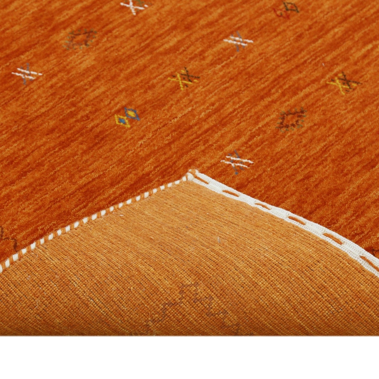 Modern Design Orange Hand Loomed Wool Area Rug