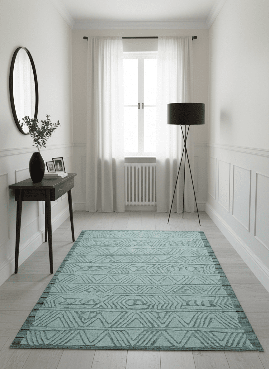 Modern Geometrical Silver and Gray Chevron Design Hand Carved  wool Rug