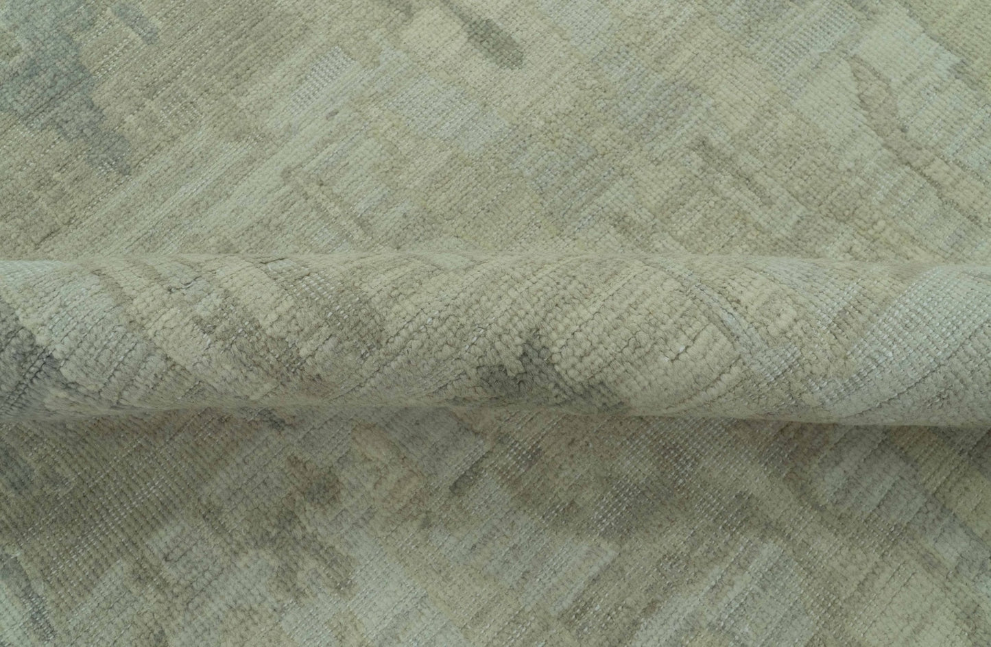 Modern Ikat Design distressed Beige And Charcoal Hand Knotted Custom Made wool rug