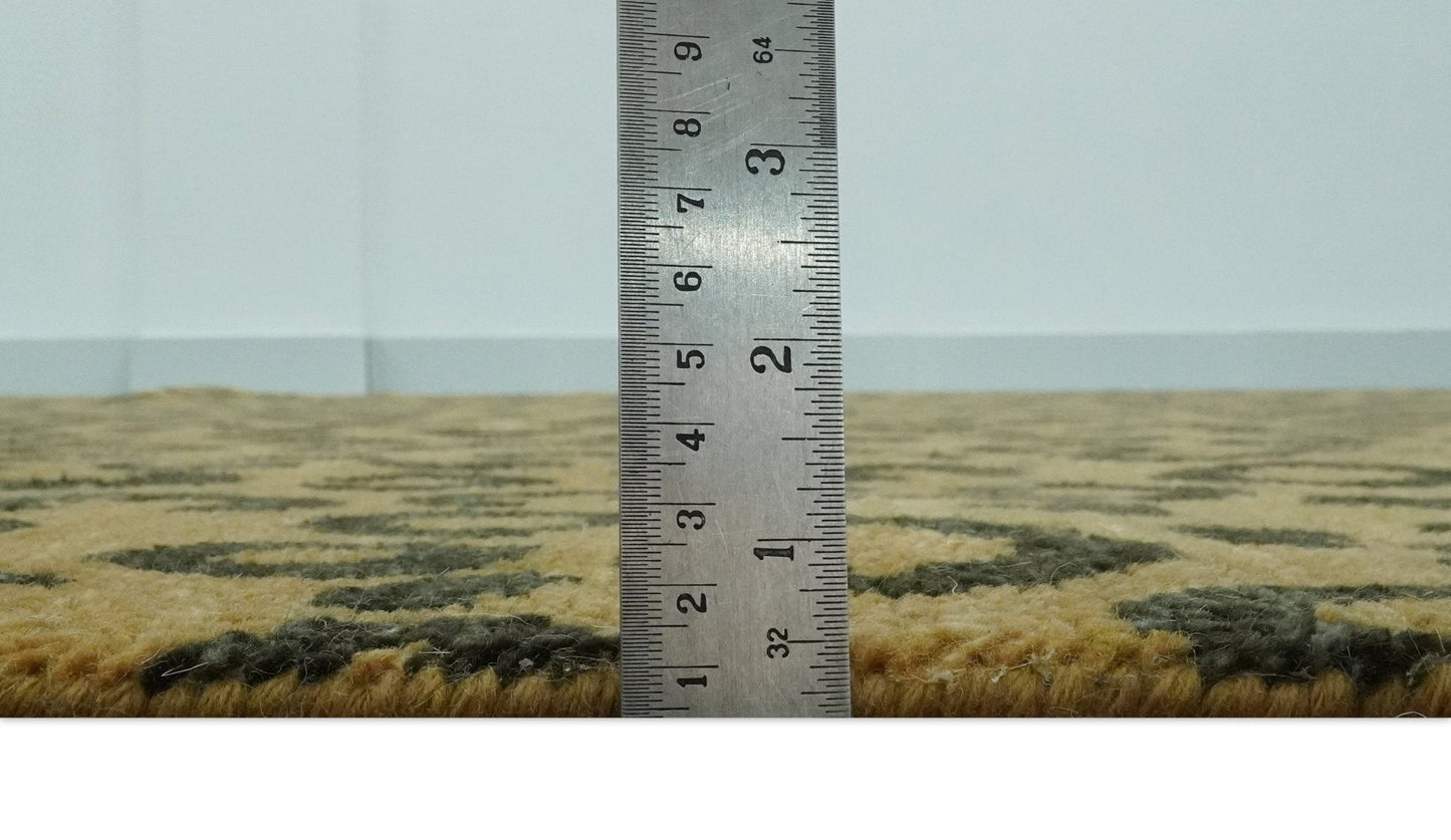 Modern leopard Design Hand knotted Golden-Brown and Charcoal Custom Made wool rug