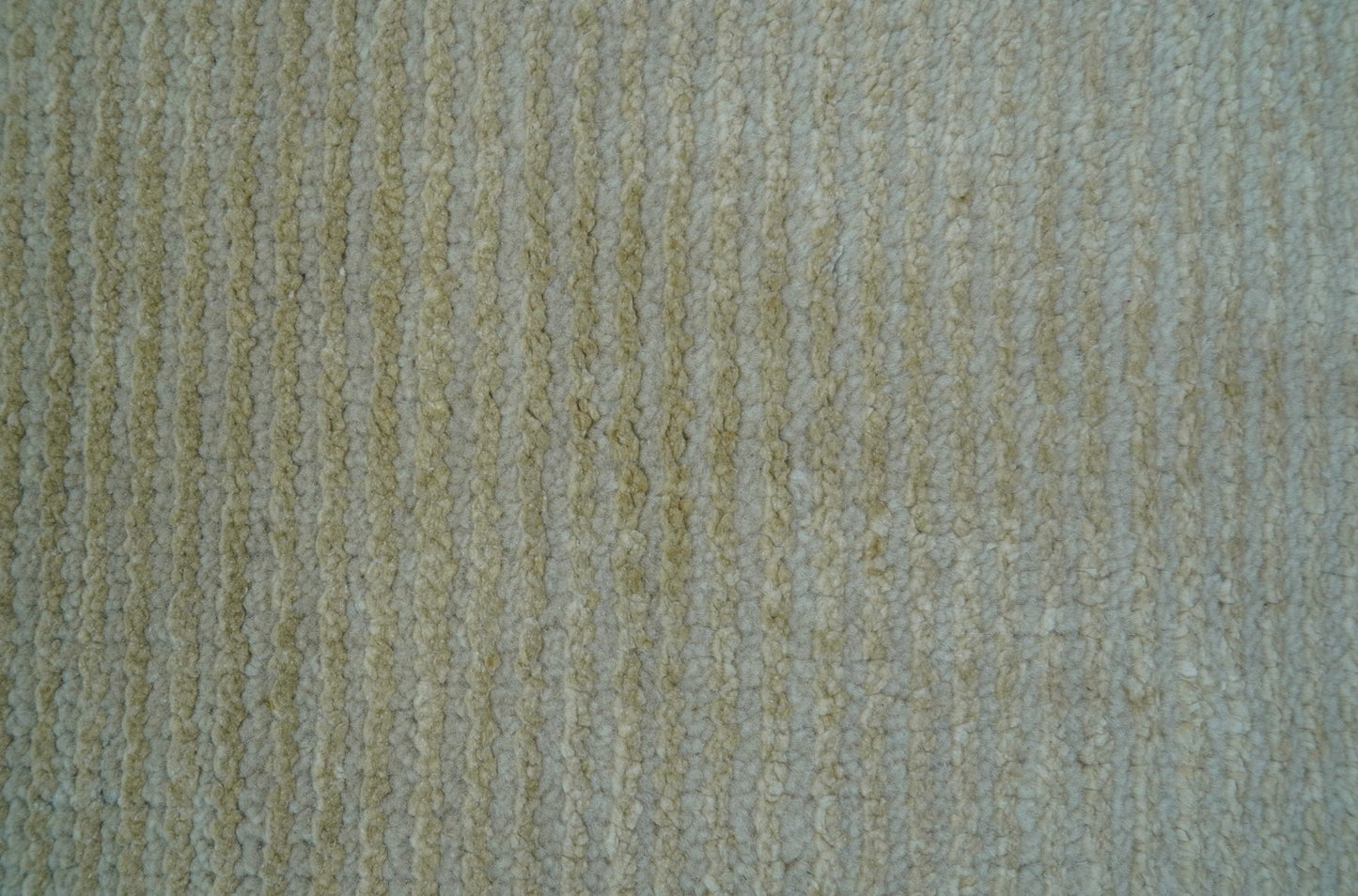 Modern Solid Design Beige Hand Knotted Wool And Silk Rug
