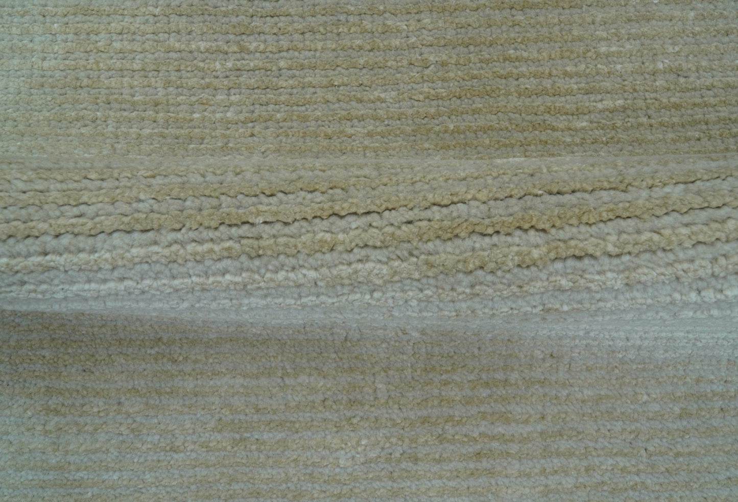 Modern Solid Design Beige Hand Knotted Wool And Silk Rug