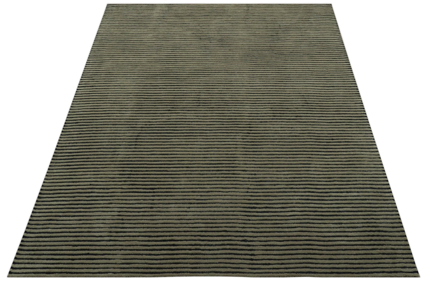 Modern Stripes Design Black And Brown Hand Tufted Custom Made Wool Area Rug