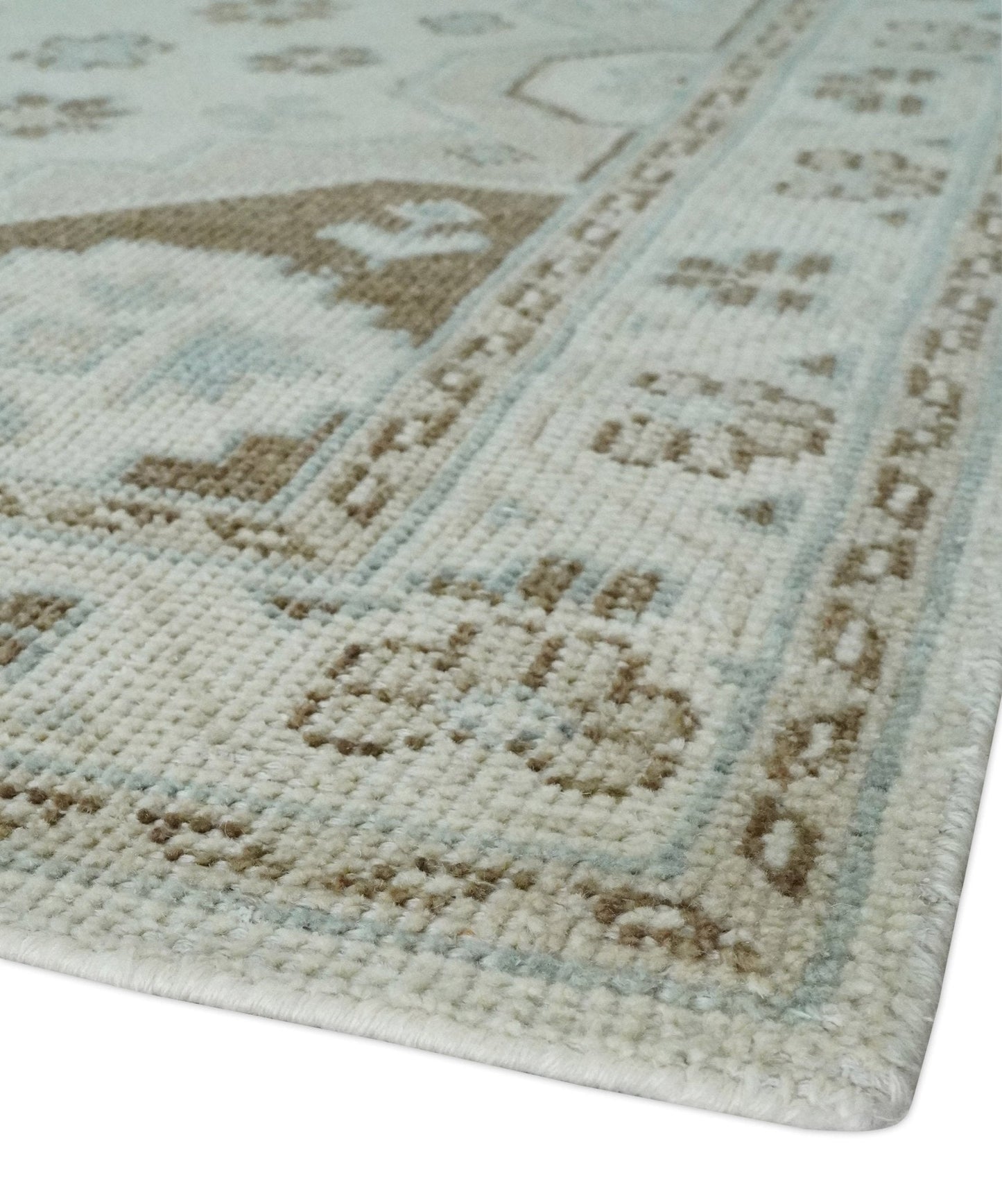 Neutral Ivory, Brown and Gray Hand knotted Traditional Multi Size wool Area Rug