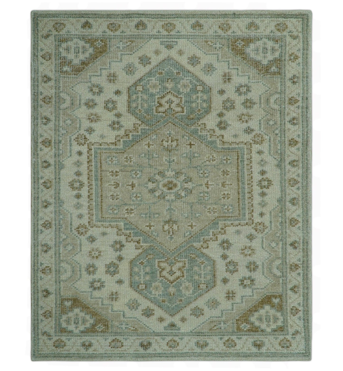 Neutral Ivory, Brown and Gray Hand knotted Traditional Multi Size wool Area Rug