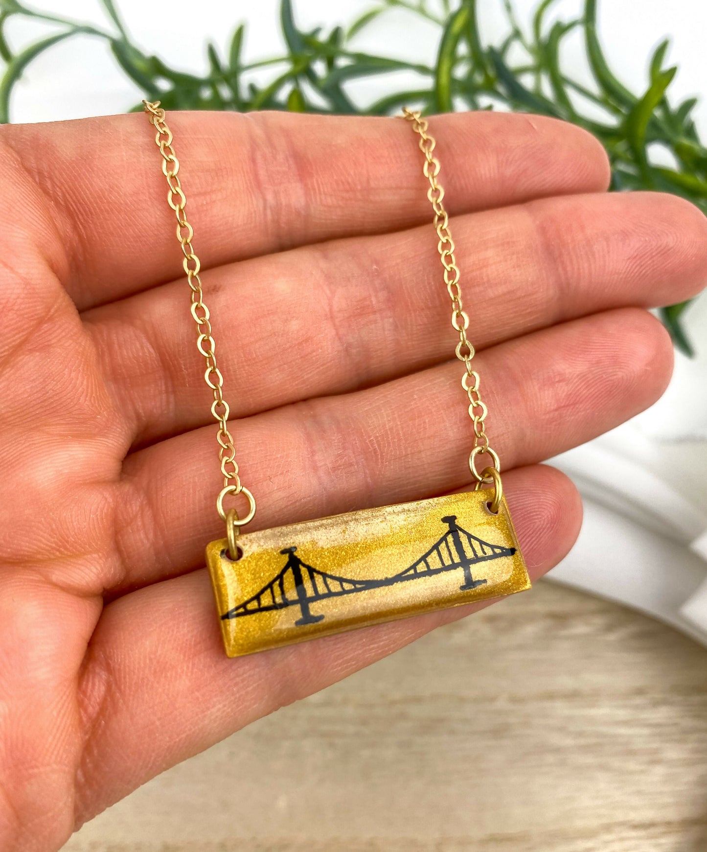 Pittsburgh Bridge Clay Necklace