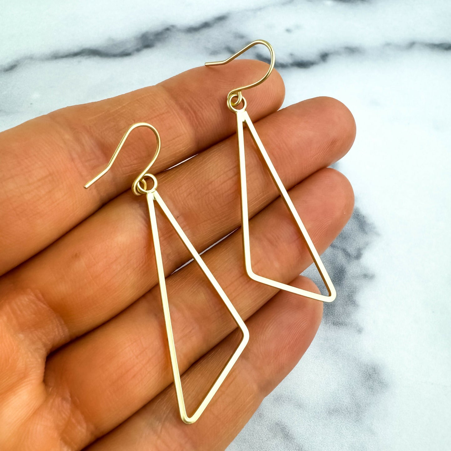 Gold or Silver Triangle Dangle Earrings