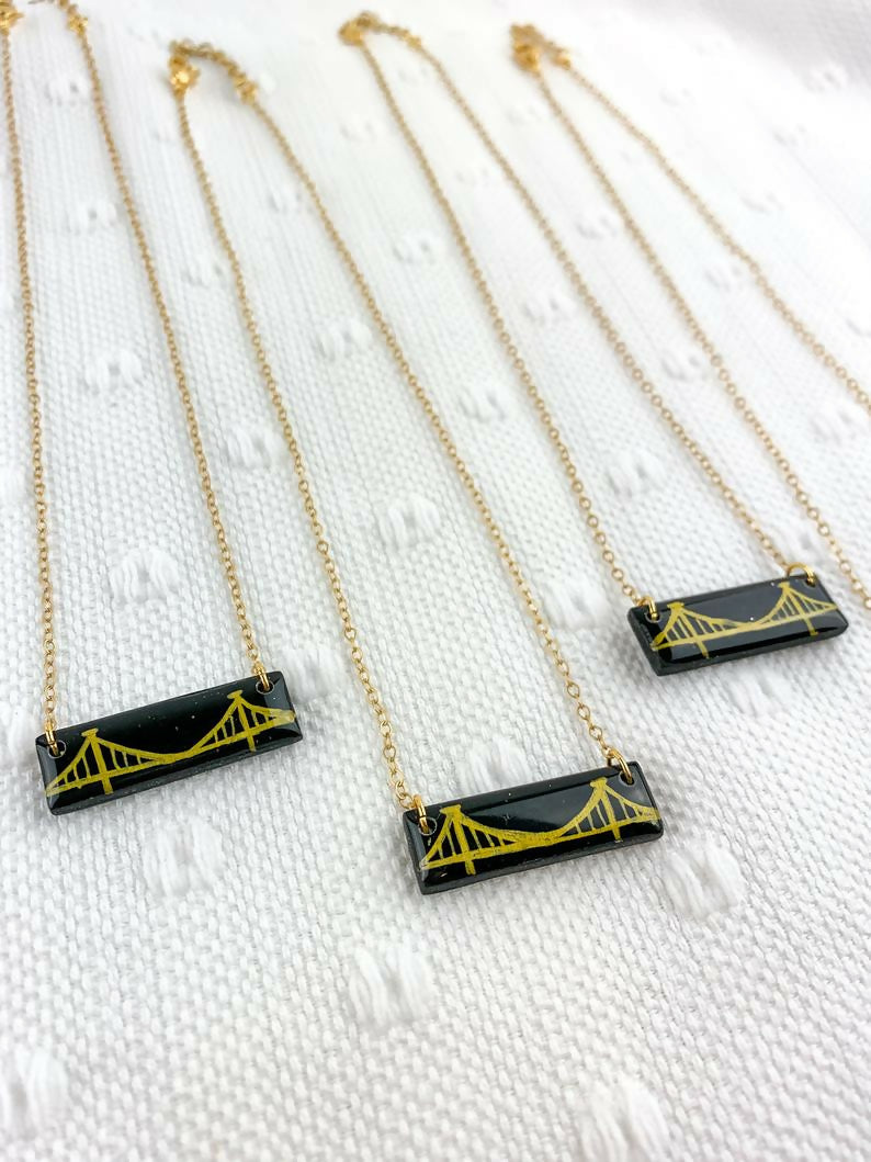 Pittsburgh Bridge Clay Necklace