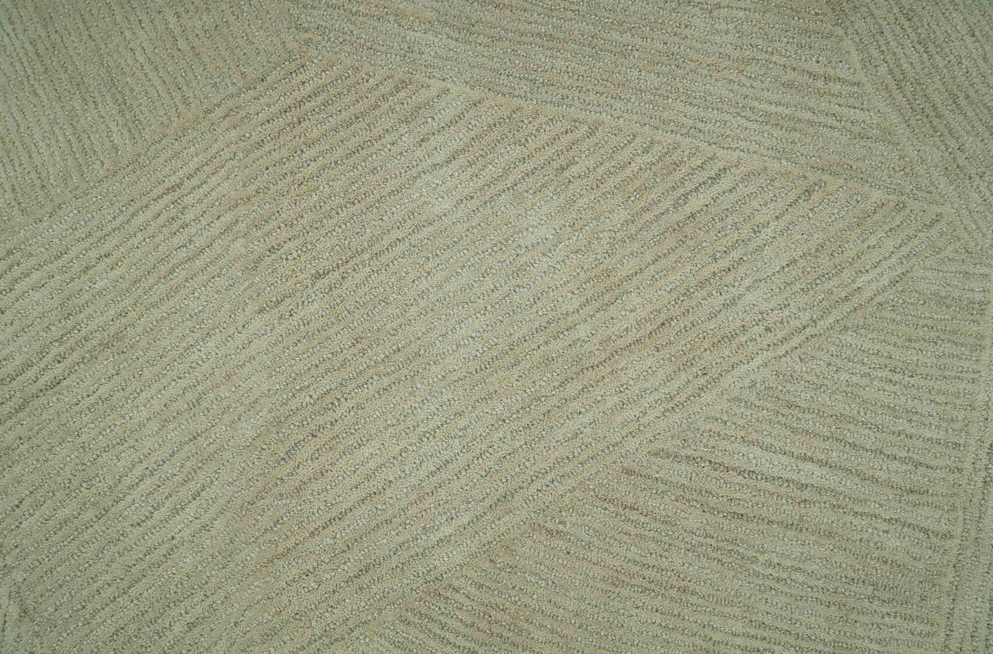 Olive and Ivory Modern Geometrical Stripes Textured Hand Tufted Multi size rug