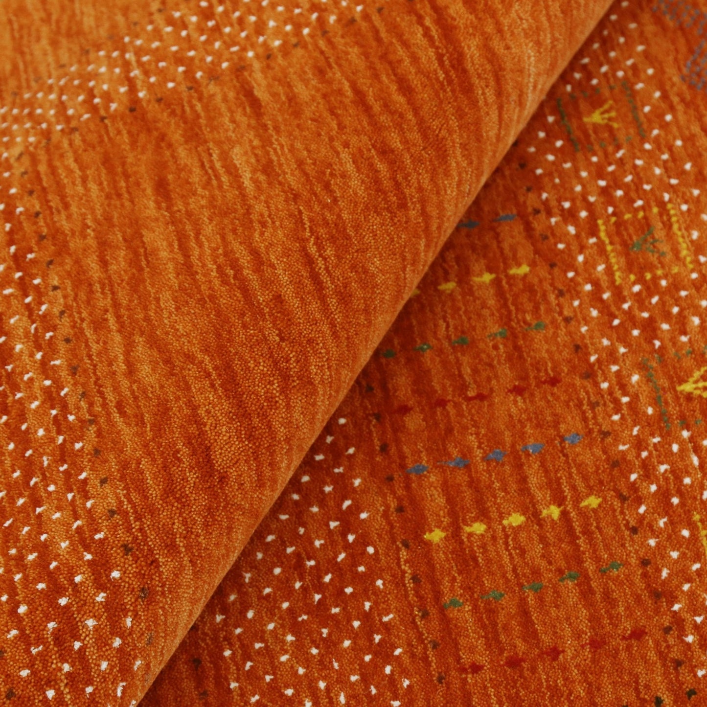 Orange And White Modern Design Hand Loomed Wool Area Rug