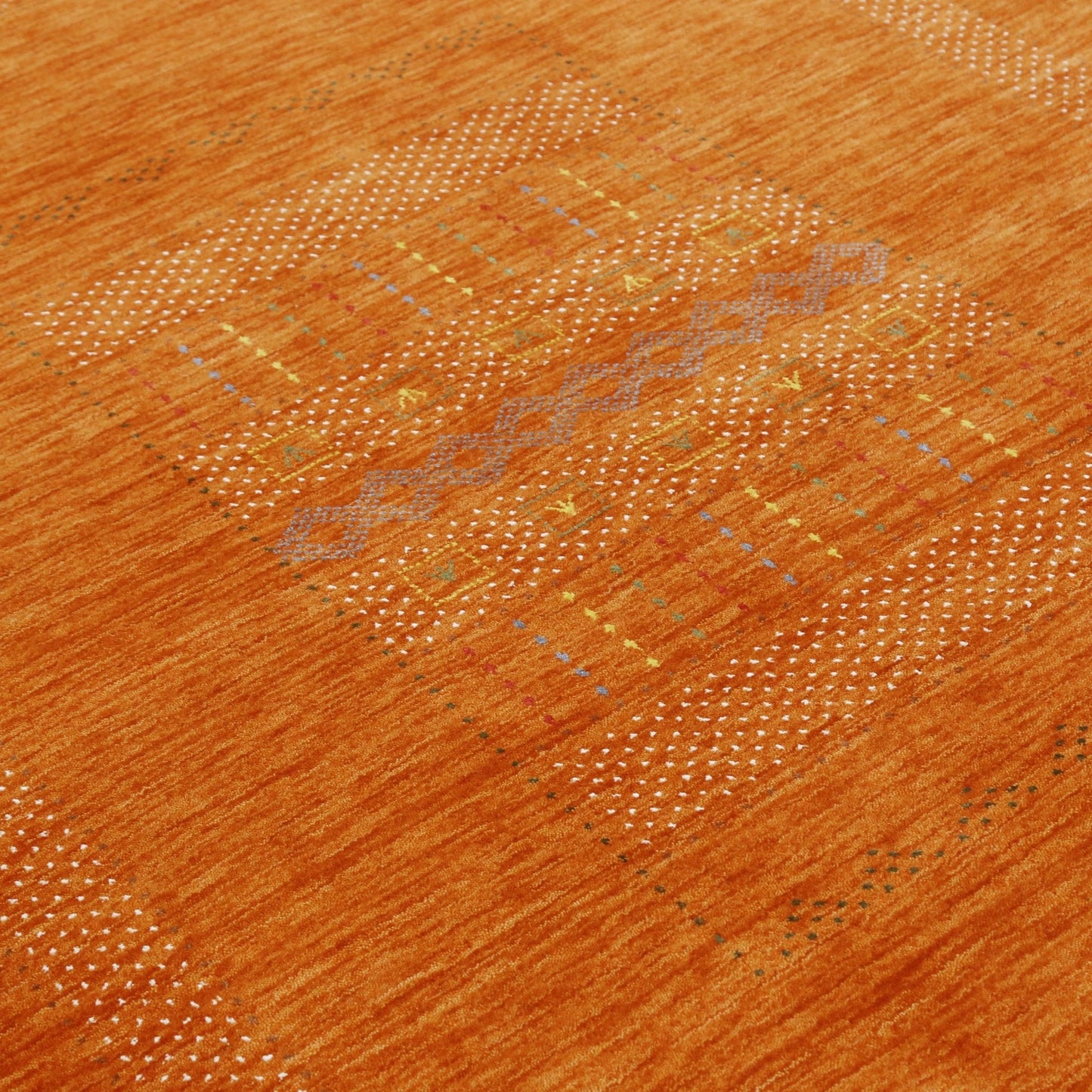 Orange And White Modern Design Hand Loomed Wool Area Rug
