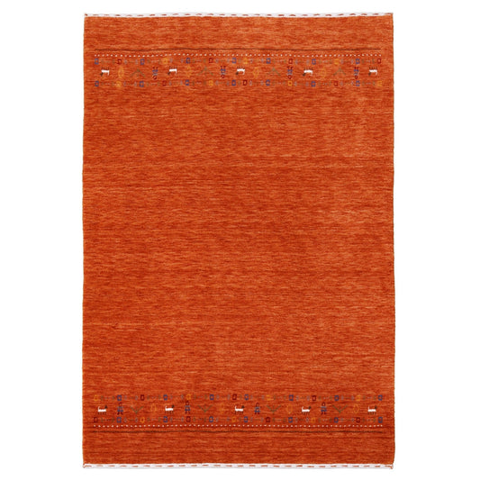 Orange Contemporary Design Hand Loomed Wool Area Rug