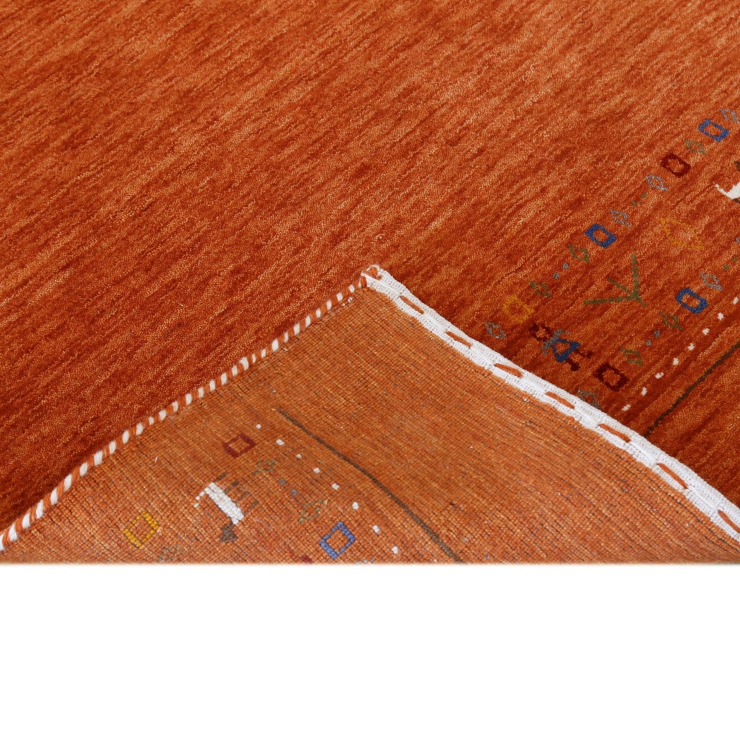 Orange Contemporary Design Hand Loomed Wool Area Rug