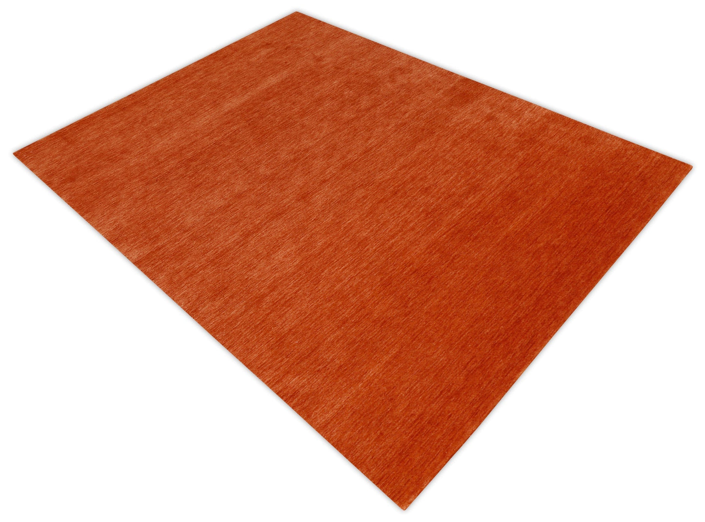Orange Modern Solid Design Hand Loomed Wool Area Rug
