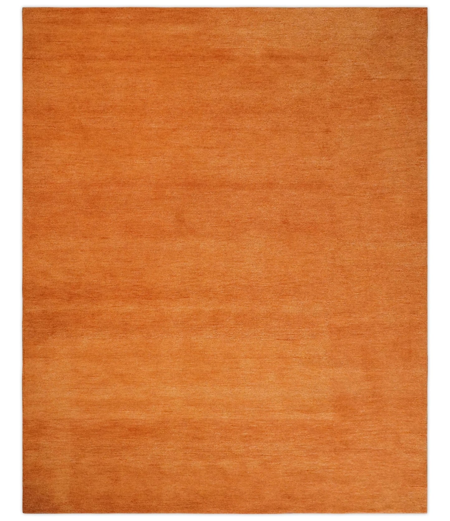Custom Made orange Solid Woolen Hand Tufted contemporary area Rug