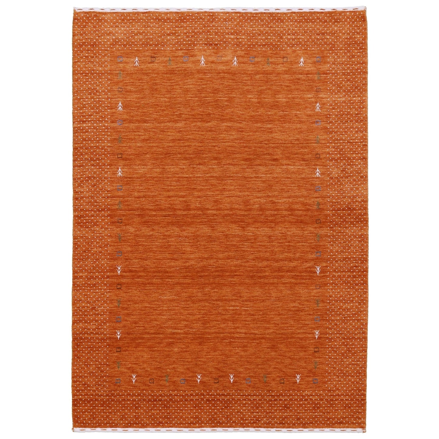 Orange Tribal Gabbeh Border Design Hand Loomed Wool Area Rug