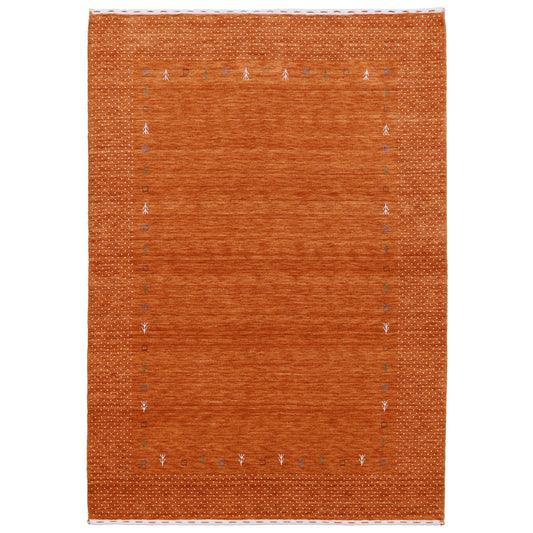 Orange Tribal Gabbeh Border Design Hand Loomed Wool Area Rug