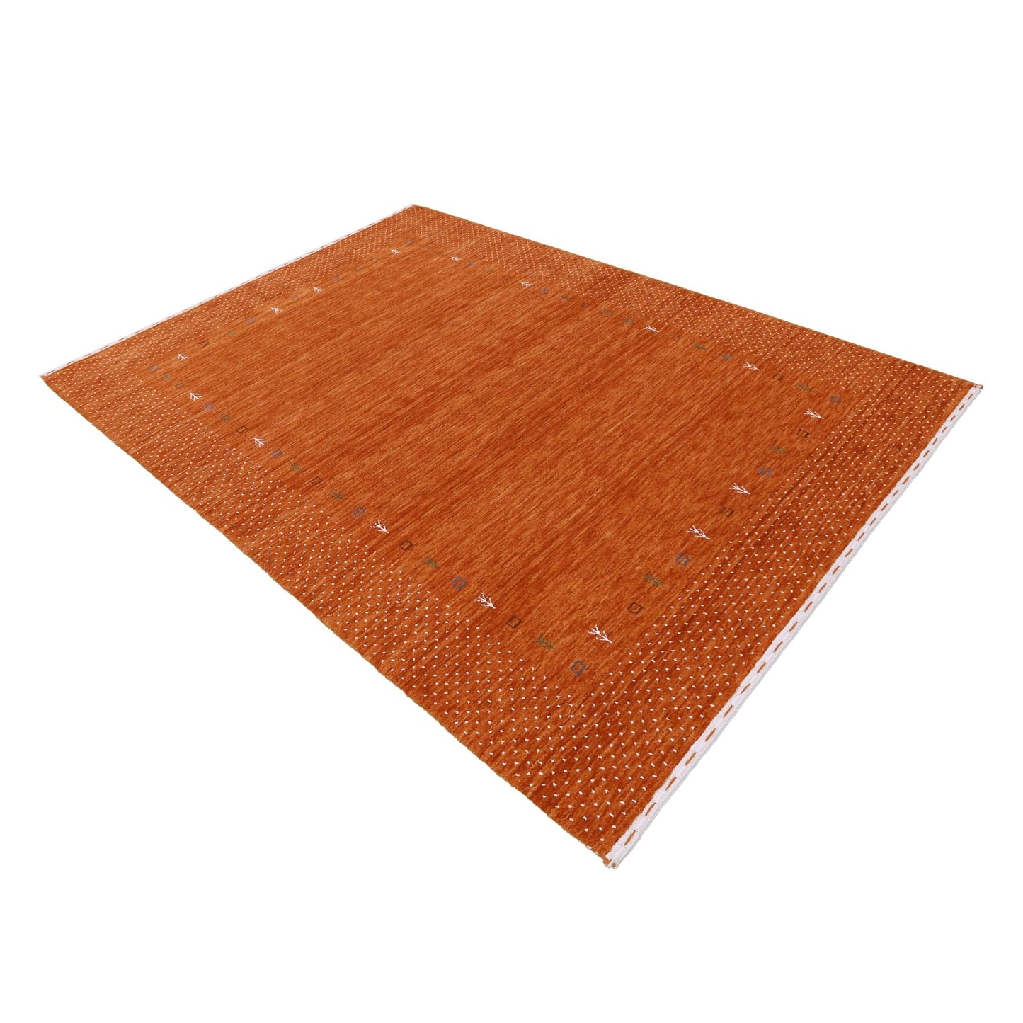 Orange Tribal Gabbeh Border Design Hand Loomed Wool Area Rug