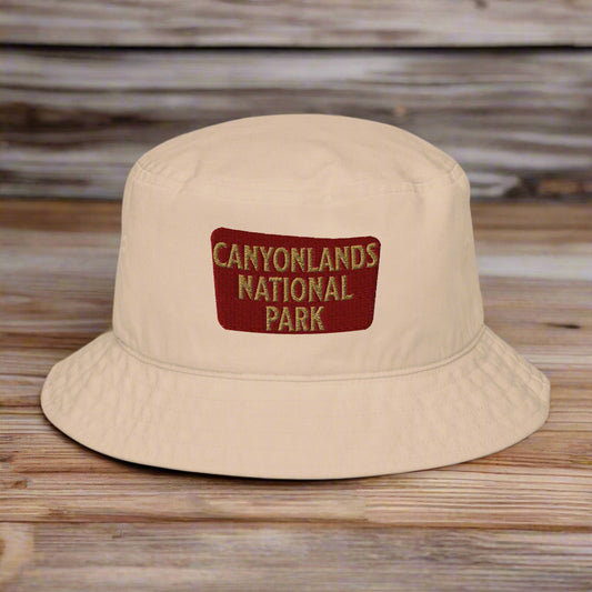 Canyonlands National Park Sign Embroidered Organic Bucket Hat