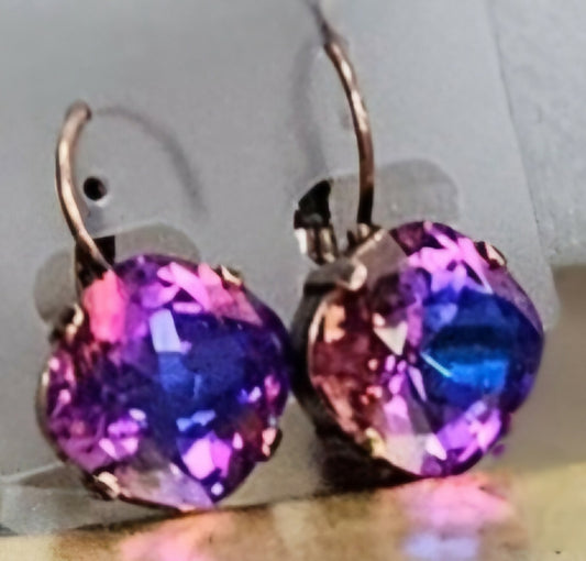 Anytime Crystals Genuine Swarovski Crystal 12mm Deep Purple Earrings