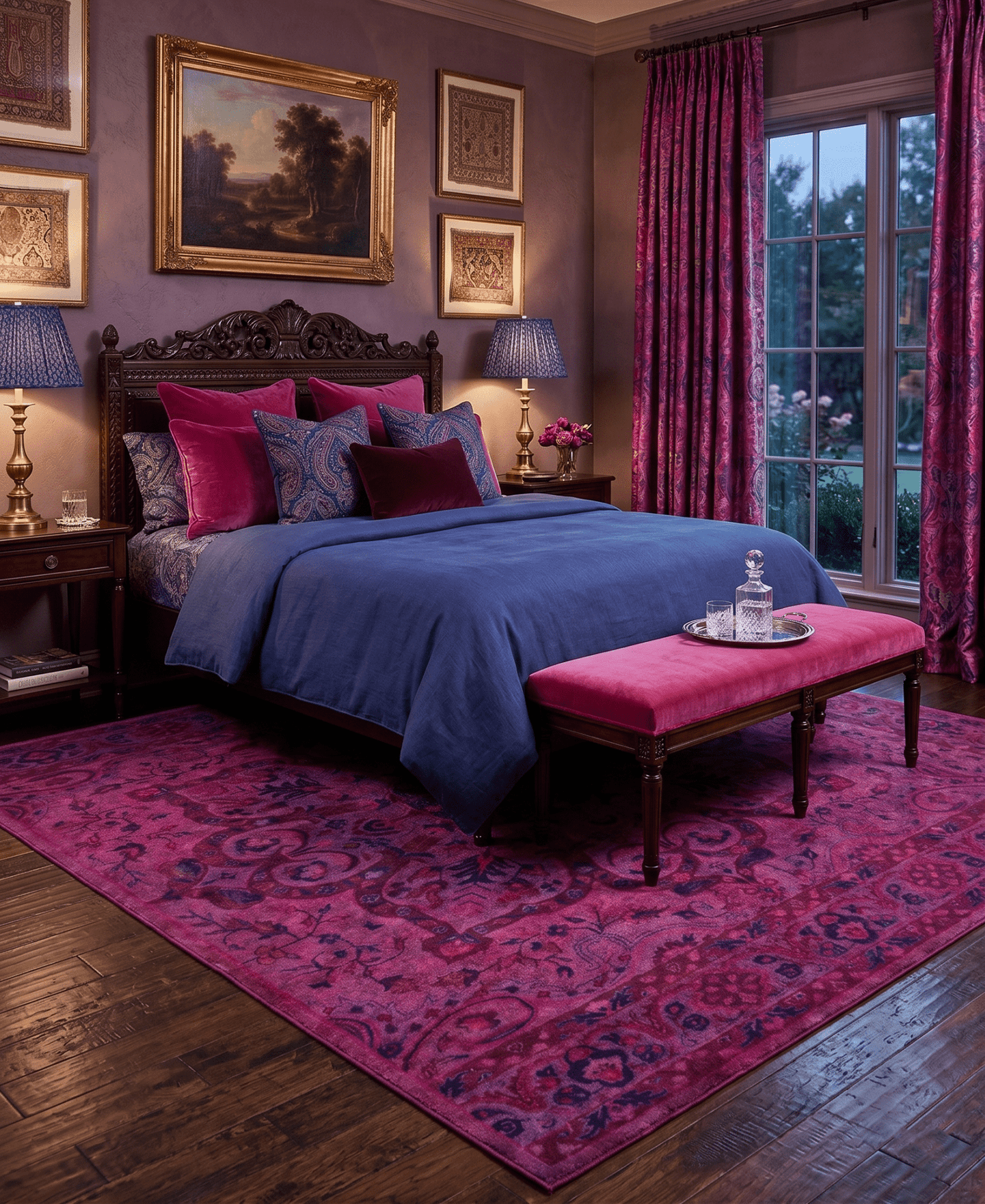 Overdyed Pink Traditional Floral Design Hand Tufted  Wool Area Rug