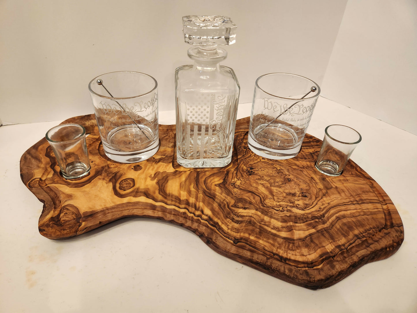 Char-Shooterie board and "We the People" Decanter set