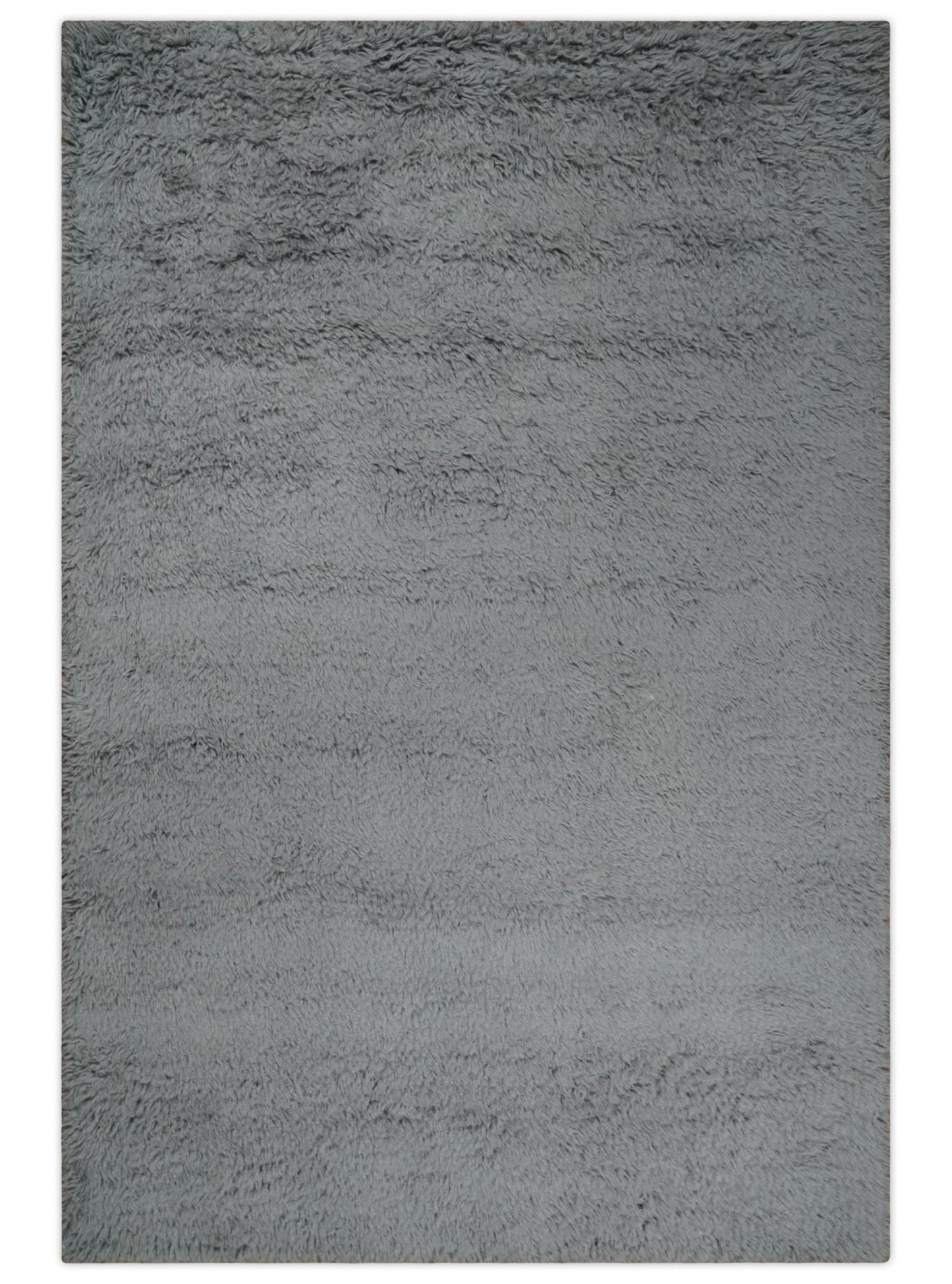 Gray Modern Solid Design Hand Woven Wool Area Rug