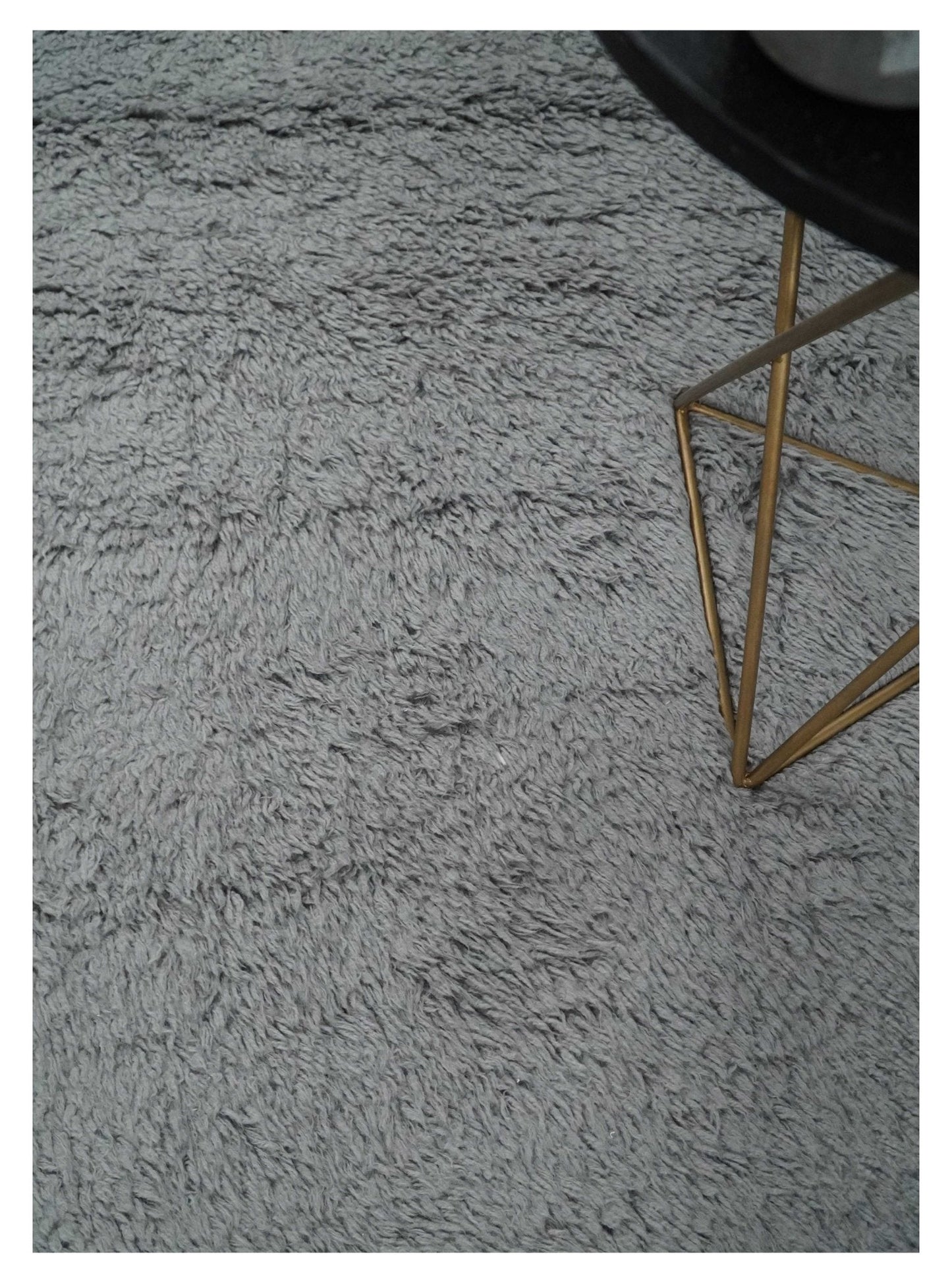 Gray Modern Solid Design Hand Woven Wool Area Rug