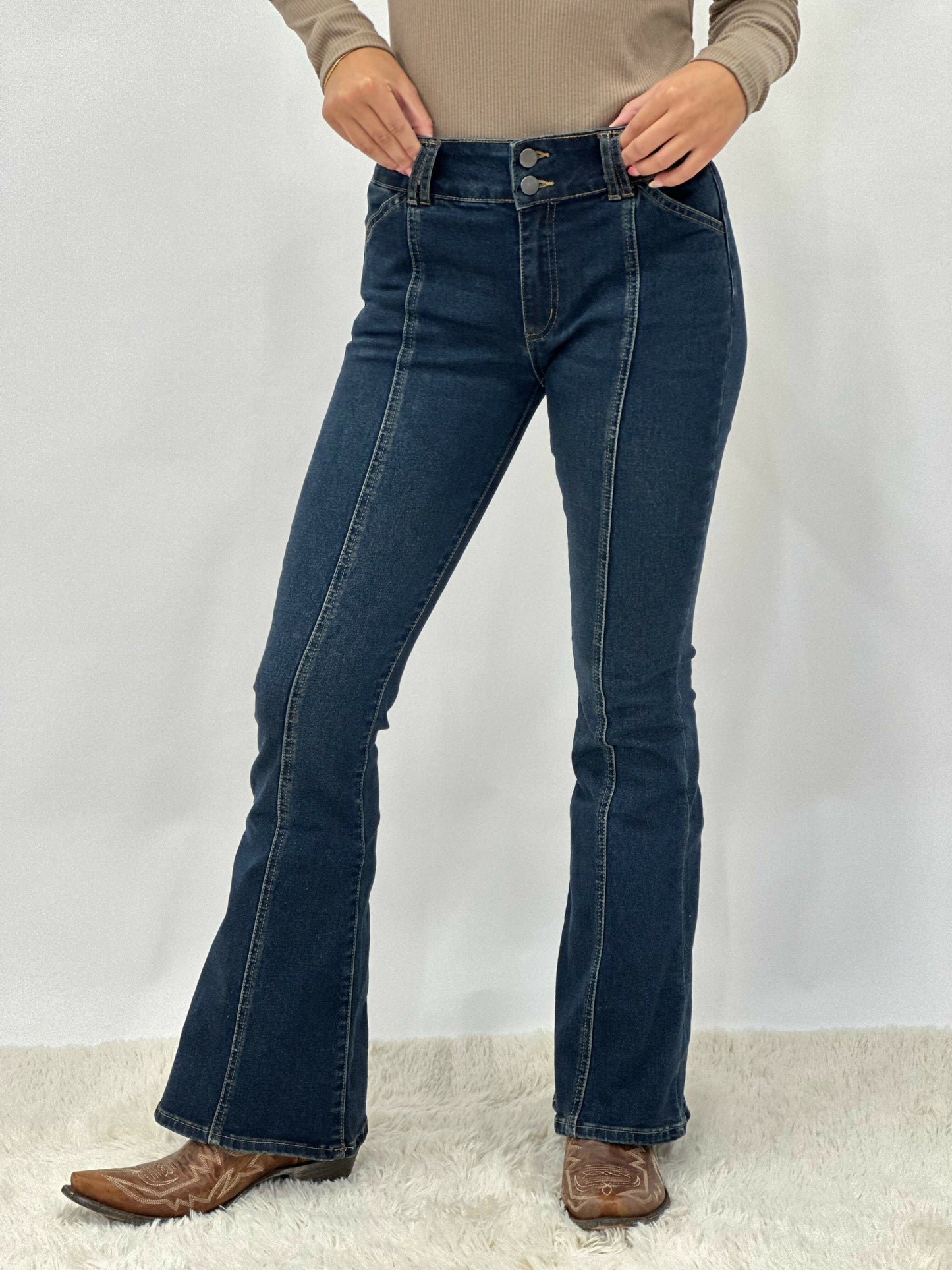 Dolly Double Button Bell Bottom Jeans